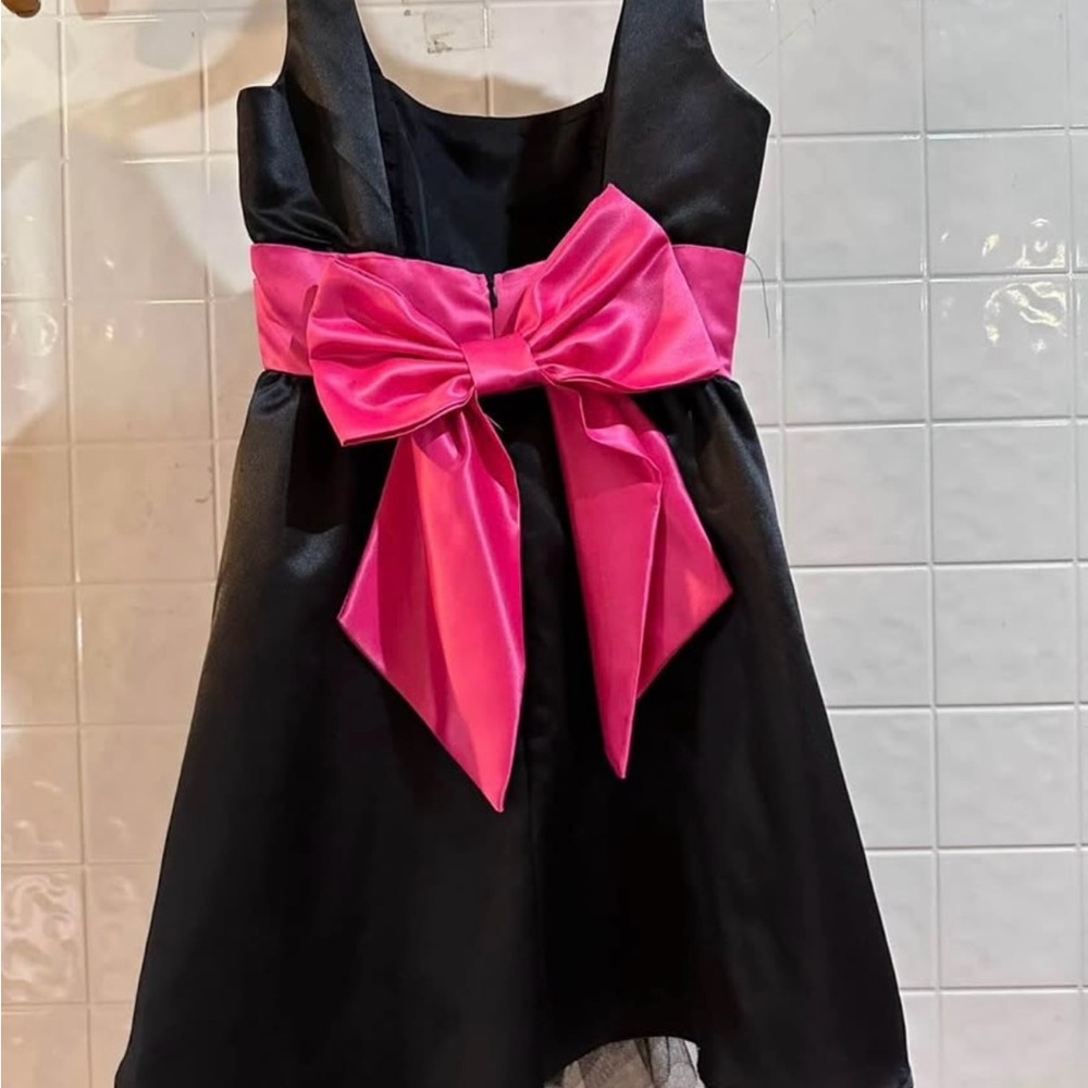 Black/Pink Bow Formal Mini Dress